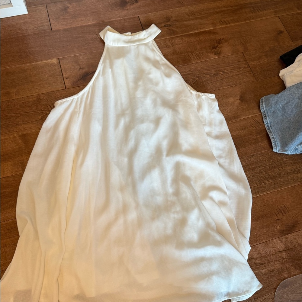 Lulu's Elegant Cream Halter Dress